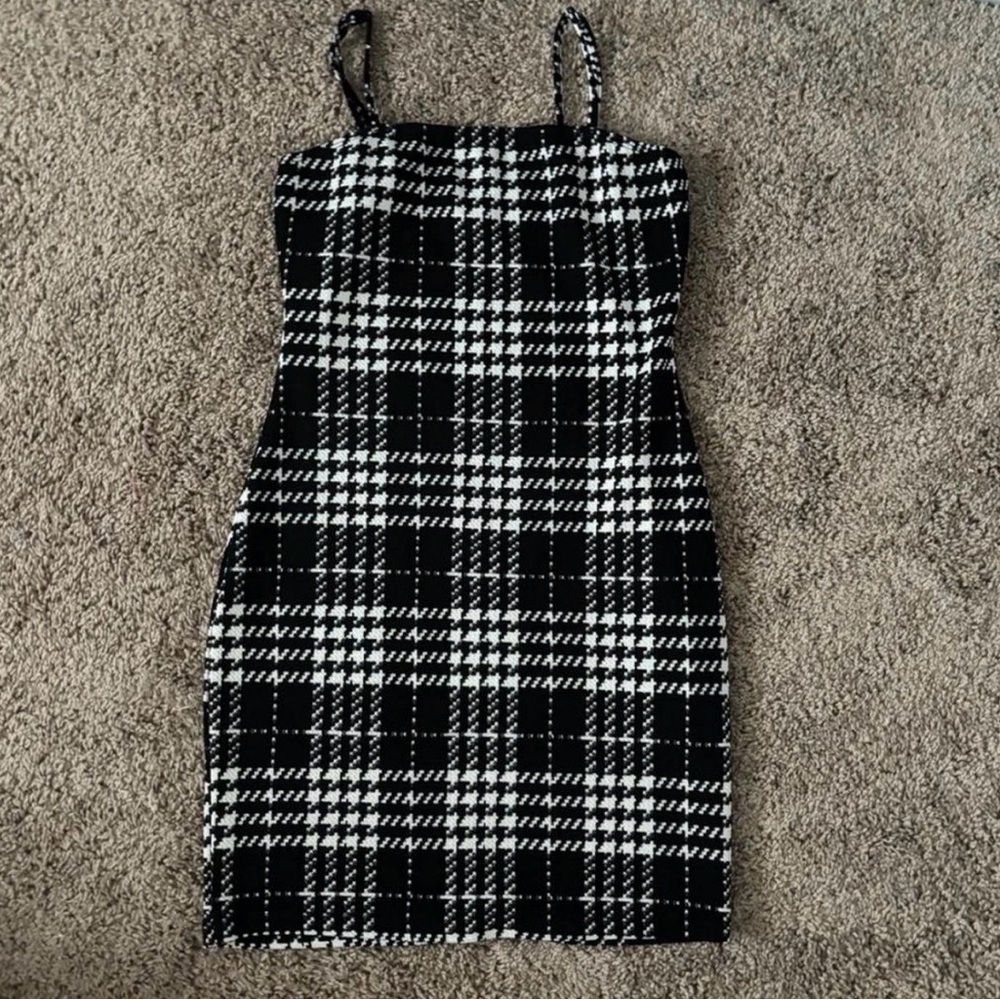 Black and White Plaid Women's Dress